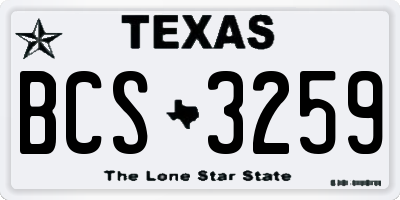 TX license plate BCS3259