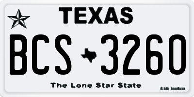 TX license plate BCS3260