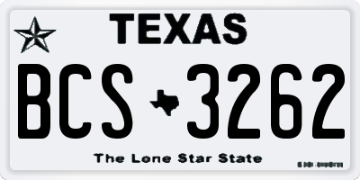 TX license plate BCS3262