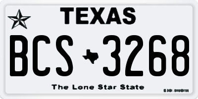 TX license plate BCS3268