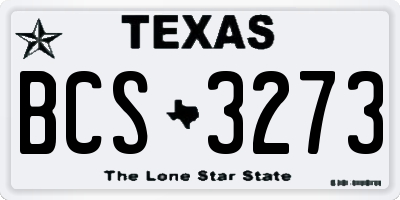 TX license plate BCS3273