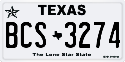 TX license plate BCS3274