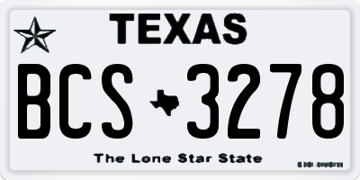TX license plate BCS3278