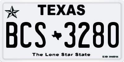 TX license plate BCS3280