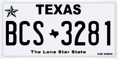 TX license plate BCS3281