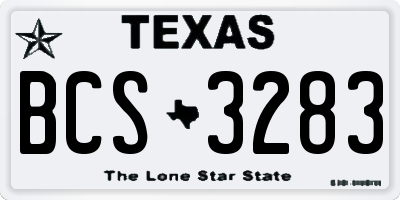 TX license plate BCS3283