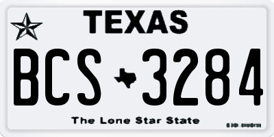 TX license plate BCS3284