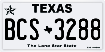 TX license plate BCS3288