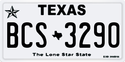 TX license plate BCS3290