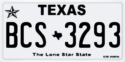TX license plate BCS3293