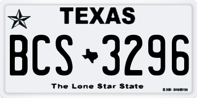 TX license plate BCS3296