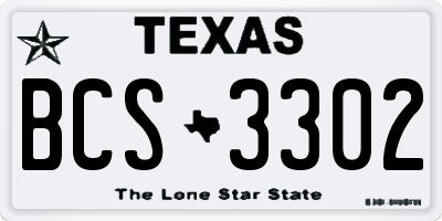 TX license plate BCS3302