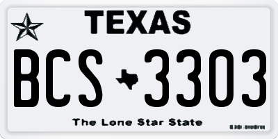 TX license plate BCS3303