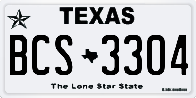 TX license plate BCS3304