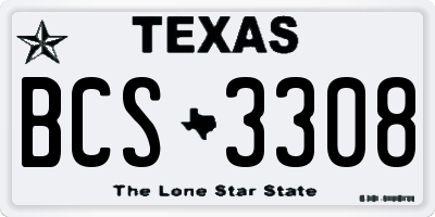 TX license plate BCS3308