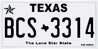 TX license plate BCS3314