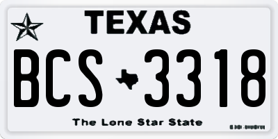TX license plate BCS3318