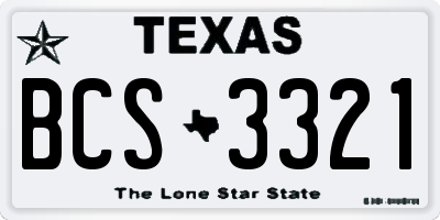 TX license plate BCS3321