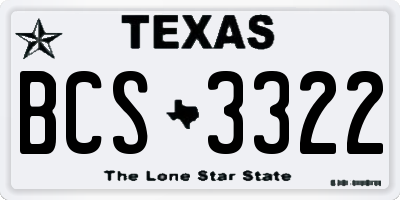 TX license plate BCS3322