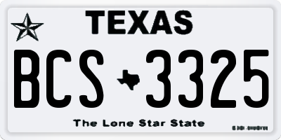 TX license plate BCS3325