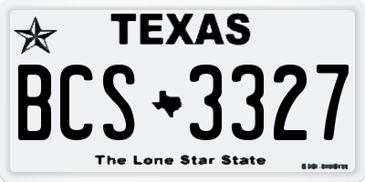 TX license plate BCS3327