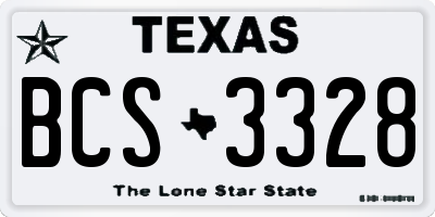 TX license plate BCS3328