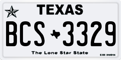 TX license plate BCS3329