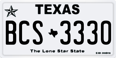 TX license plate BCS3330