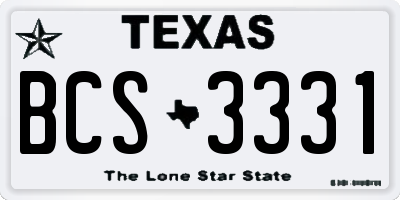 TX license plate BCS3331