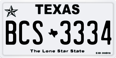 TX license plate BCS3334