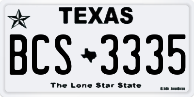 TX license plate BCS3335