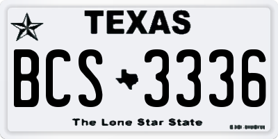 TX license plate BCS3336