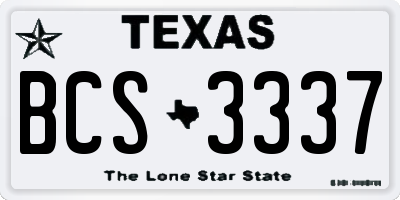 TX license plate BCS3337
