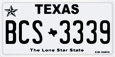 TX license plate BCS3339