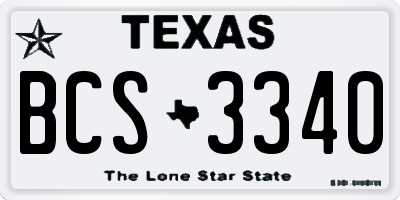 TX license plate BCS3340