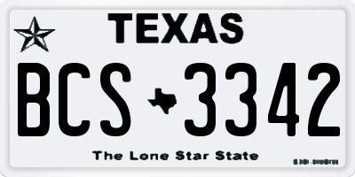 TX license plate BCS3342