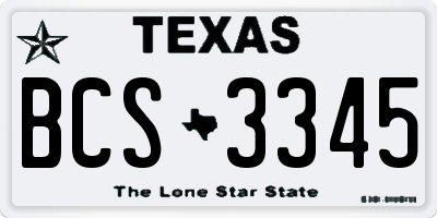 TX license plate BCS3345