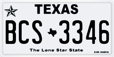 TX license plate BCS3346