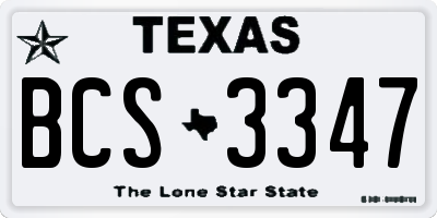 TX license plate BCS3347