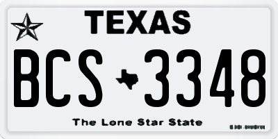 TX license plate BCS3348