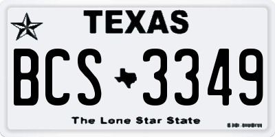TX license plate BCS3349