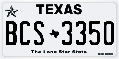 TX license plate BCS3350