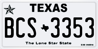 TX license plate BCS3353