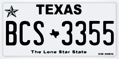 TX license plate BCS3355
