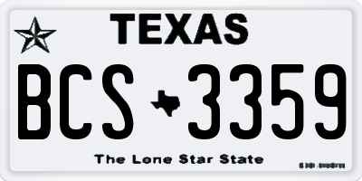 TX license plate BCS3359