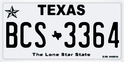 TX license plate BCS3364