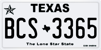 TX license plate BCS3365