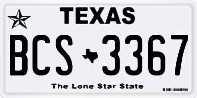 TX license plate BCS3367