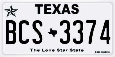 TX license plate BCS3374