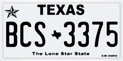 TX license plate BCS3375